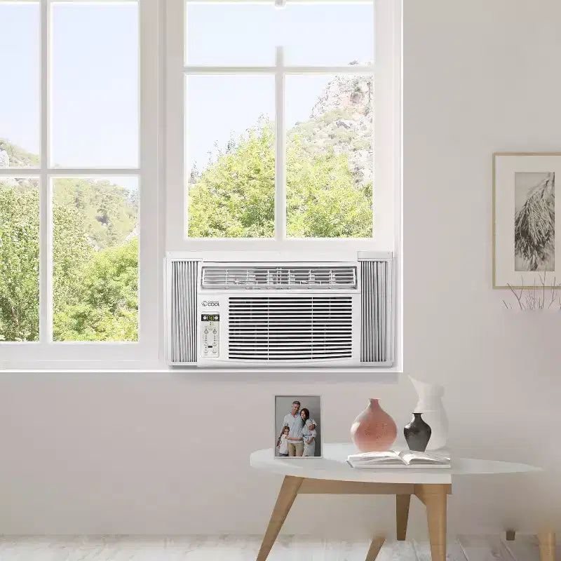 Commercial Cool Window Air Conditioner 8000 BTU, Cools Up to 350 Square Feet, AC Unit with Remote Control, 3 Cooling Speeds & Fan Only Function, White