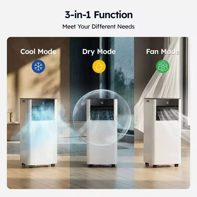 Simzlife Smart Portable Air Conditioner 8000 BTU Fast Cooling AC for Room up to 250 Sq.Ft, 3 in 1 Function, APP Control, Ultra-Quiet, White