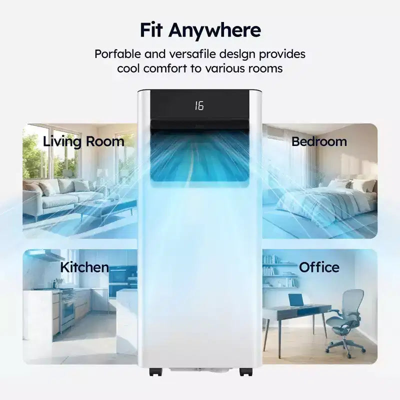 Simzlife Smart Portable Air Conditioner 8000 BTU Fast Cooling AC for Room up to 250 Sq.Ft, 3 in 1 Function, APP Control, Ultra-Quiet, White