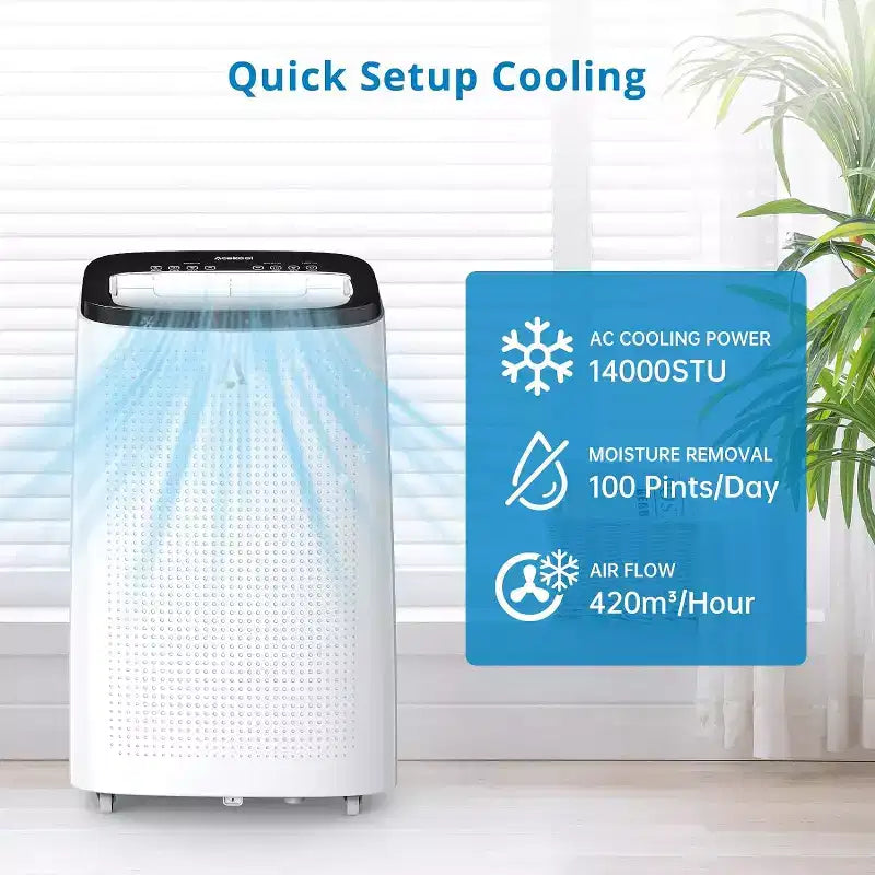 Garvee 14000 BTU Portable Air Conditioners with Remote Control, Cools Room up to 750 Sq.ft