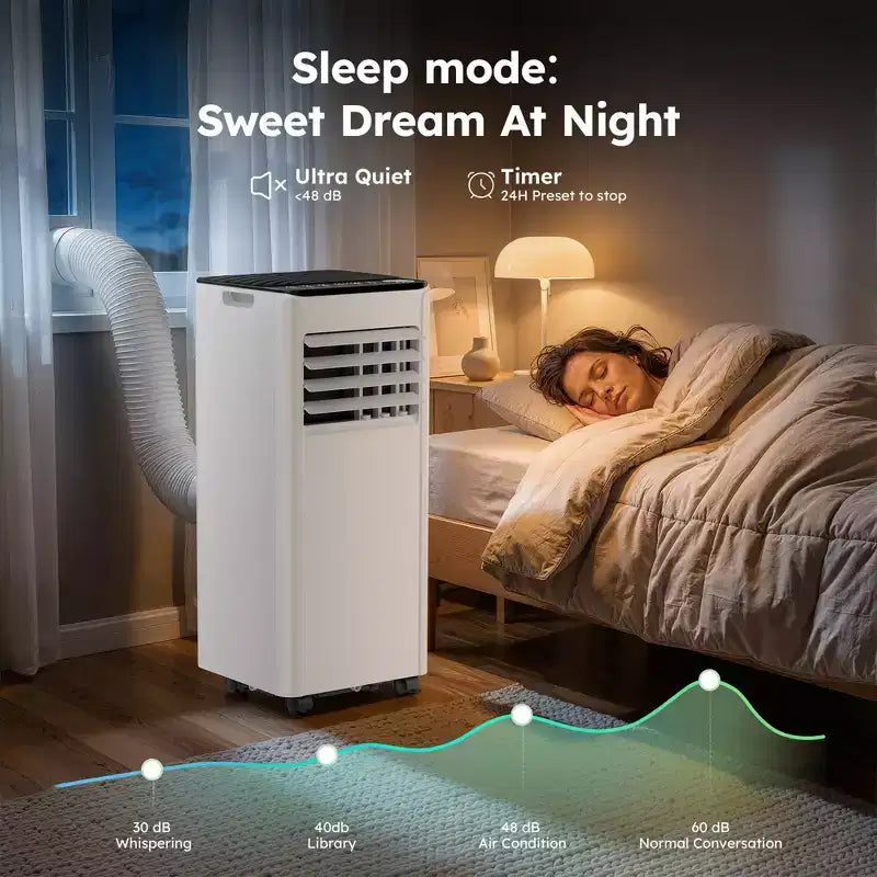 Simzlife Portable Air Conditioner 8000 BTU Fast Cooling AC Unit for Room up to 350 Sq.Ft, 3 in 1 Function, Remote Control