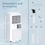 Simzlife Portable Air Conditioner 8000 BTU Fast Cooling AC Unit for Room up to 350 Sq.Ft, 3 in 1 Function, Remote Control