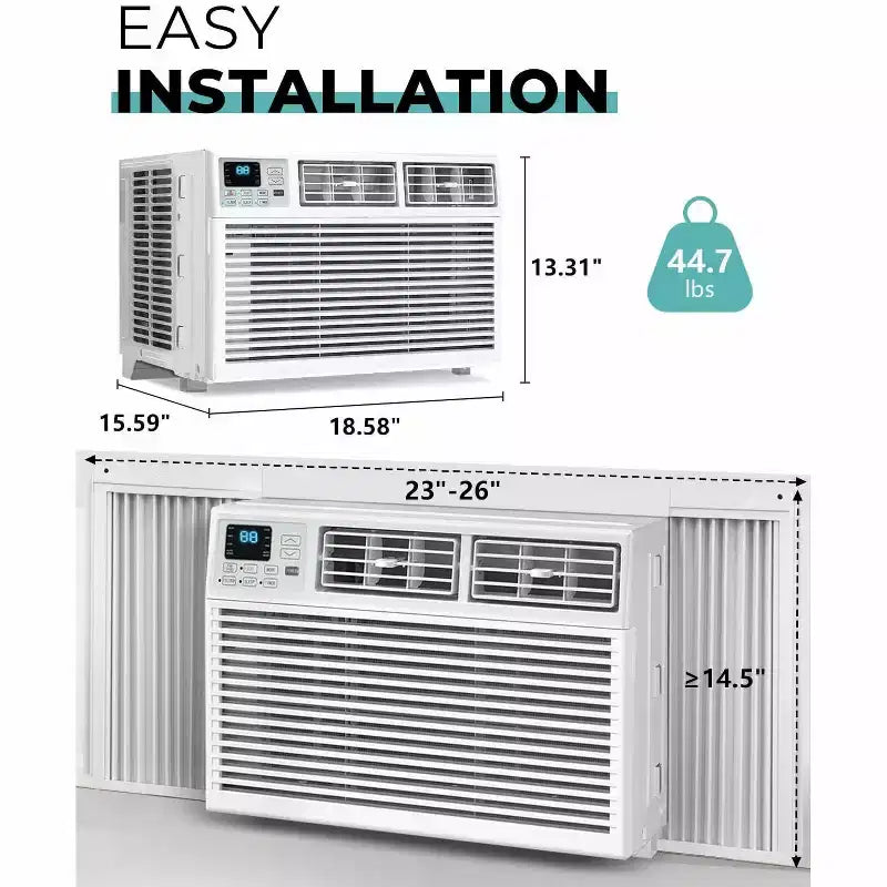 8,000 BTU Window Air Conditioner with Remote Control, Smart Window AC Unit with Dehumidifier, Fan, Energy Saving, for Home/Living Room