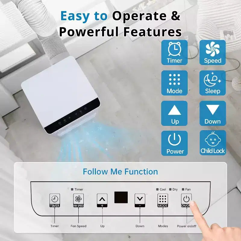 Garvee 8000 BTU AC Unit with Cool/Dehumidifier/Fan for Room, Office, White
