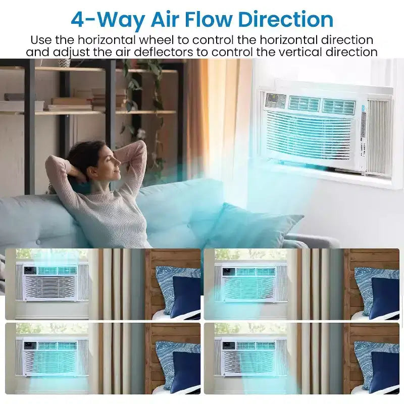 8000Btus Window Air Conditioner, 3-In-1 AC Unit Cooler With Smart App Control & Dehumidifier & 3 Fan Speed & Remote, Cooling Rooms Up to 350 Sq. Ft