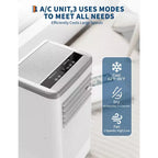 10,000 Btu Portable Air Conditioner with Heater For Room Up to 350 Sqft,3-In-1 Free Standing AC Unit With Fan & Dehumidifier, Sleep Mode, Auto Swing