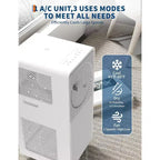 Garvee 14000 BTU Portable Air Conditioner, Modern White Easy-Control Panel, Energy Efficient Cooling for Large Rooms Home Office