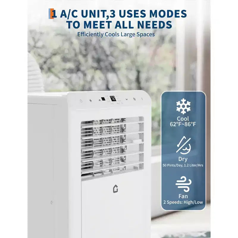 8,000 BTU Portable Air Conditioners, 3-in-1 Portable AC Unit Cools Up to 350 Sq.Ft, Conditioner with Fast Cooling/Energy Saving/24Hrs Timer
