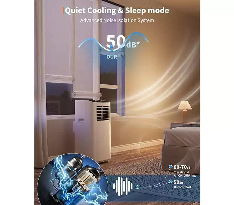Unidad de aire acondicionado portátil Garvee de 8000 BTU, ventilador de enfriamiento 3 en 1, deshumidificador, control remoto, temporizador de apagado, kit para ventana para habitaciones de hasta 32,5 m²