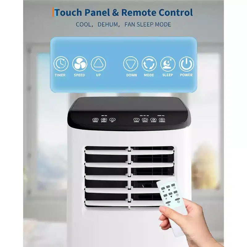 Unidad de aire acondicionado portátil Garvee de 8000 BTU, ventilador de enfriamiento 3 en 1, deshumidificador, control remoto, temporizador de apagado, kit para ventana para habitaciones de hasta 32,5 m²