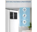 Unidad de aire acondicionado portátil Garvee de 8000 BTU, ventilador de enfriamiento 3 en 1, deshumidificador, control remoto, temporizador de apagado, kit para ventana para habitaciones de hasta 32,5 m²