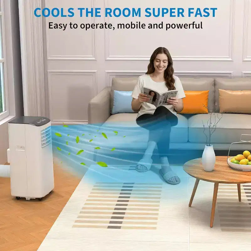 Unidad de aire acondicionado portátil Garvee de 8000 BTU, ventilador de enfriamiento 3 en 1, deshumidificador, control remoto, temporizador de apagado, kit para ventana para habitaciones de hasta 32,5 m²