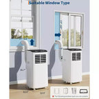 Unidad de aire acondicionado portátil Garvee de 8000 BTU, ventilador de enfriamiento 3 en 1, deshumidificador, control remoto, temporizador de apagado, kit para ventana para habitaciones de hasta 32,5 m²