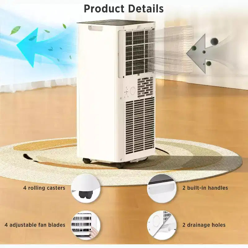 ZAFRO 10,000 BTU Portable Air Conditioners Cool Up to 450 Sq.Ft, 4 Modes Portable AC Unit with Remote Control/LED Display , White