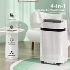 Aires acondicionados portátiles ZAFRO de 12.000 BTU enfrían habitaciones de hasta 51 m², aire acondicionado portátil con funciones de enfriamiento, ventilador, deshumidificador y modo nocturno, blanco