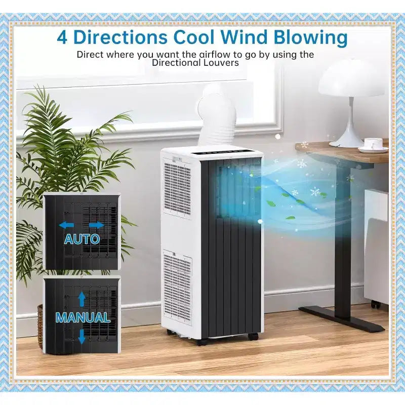 8000 BTU Portable Air Conditioner, 3-in-1 AC with Dehumidifier & Fan, for Rooms up to 350 Sq.Ft, with Remote & Window Kit