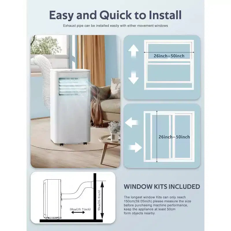ZAFRO 8,000 BTU Portable Air Conditioners, Air Conditioners for Room up to 350 Sq.ft, Portable for Home/Office/Dorms, White
