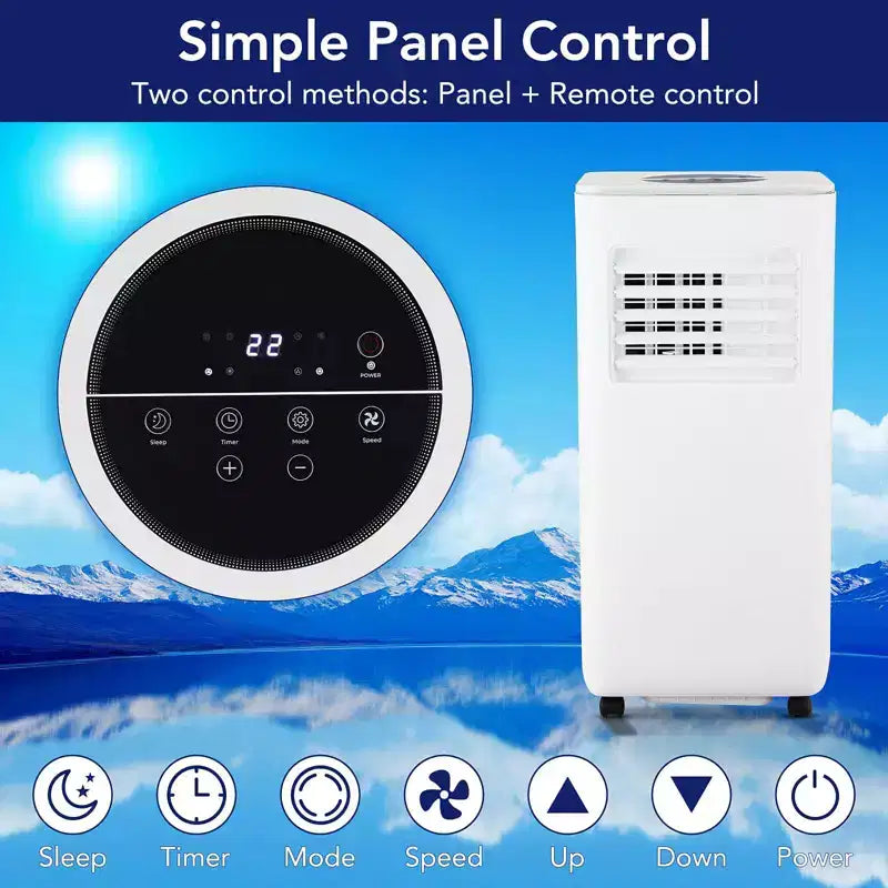 8,000 BTU (ASHRAE) / 6,000 BTU (SACC) Portable Air Conditioner /AC with Cooling, Dehumidifier Fan Function, Remote Control, Sleep Mode, 24H Timer