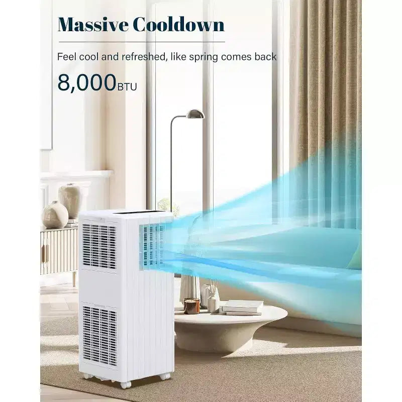Garvee Portable Air Conditioner 8000 BTU with Remote Control 3-in-1 Cooling Dehumidifying Fan for Rooms up to 350 Sq Ft