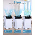 14000 BTU Portable Air Conditioner 3-In-1 AC Unit for Rooms Up to 750 Sq Ft with Dehumidifier