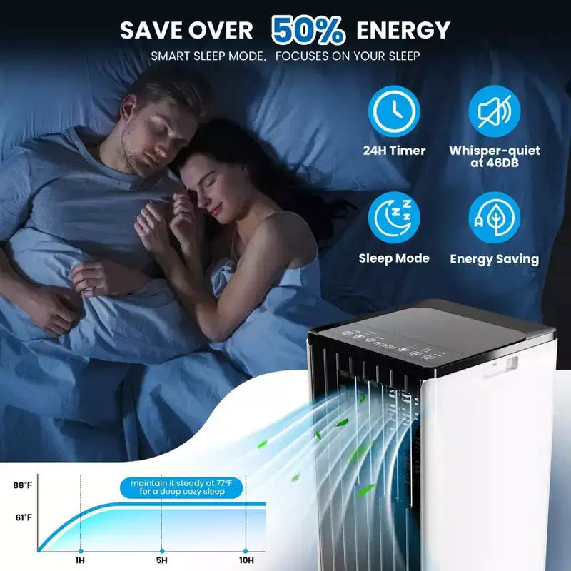 Portable Air Conditioners 8000 BTU, Energy Efficient AC Unit with Remote Control