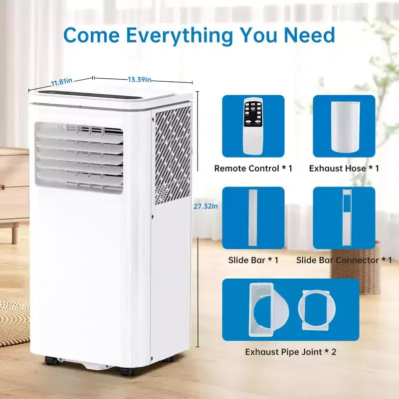 Aires Acondicionados Portátiles de 10000 BTU Enfrían Hasta 41.8 m², Unidades de Aire Acondicionado Portátiles 3 en 1 para Habitaciones con Ventilador