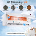 Costway 12000 BTU 230 V Mini Split Air Conditioner & Heater with 1 Ton Heat Pump Installation Kit
