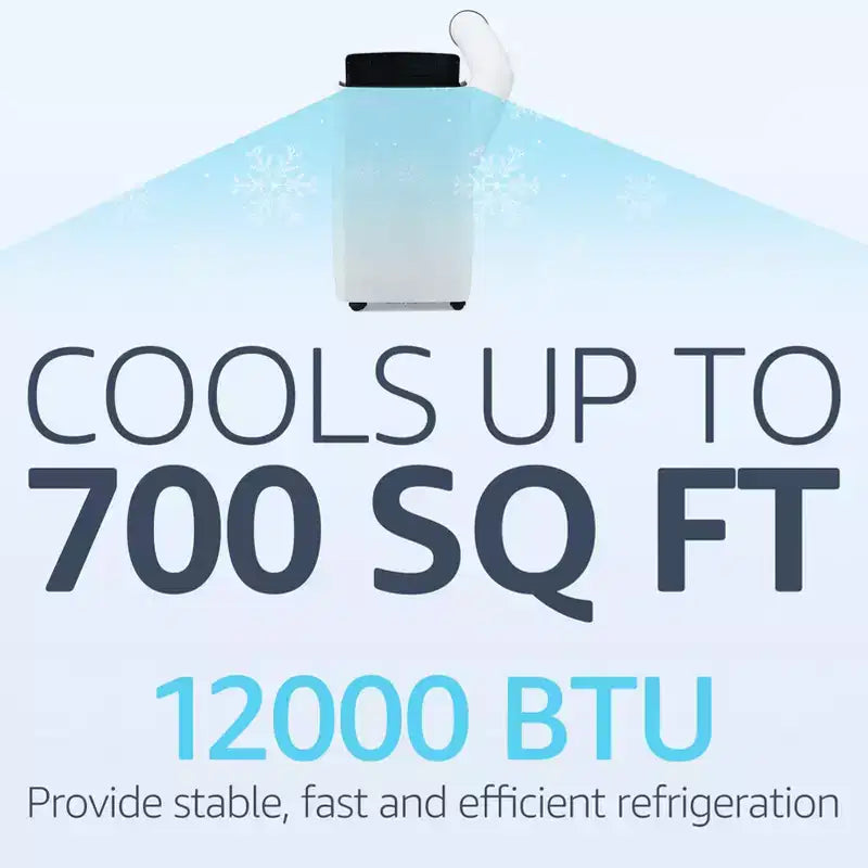 Aire Acondicionado, Aire Acondicionado Portátil de 12000 BTU con Temporizador de Ahorro de Energía de 24H