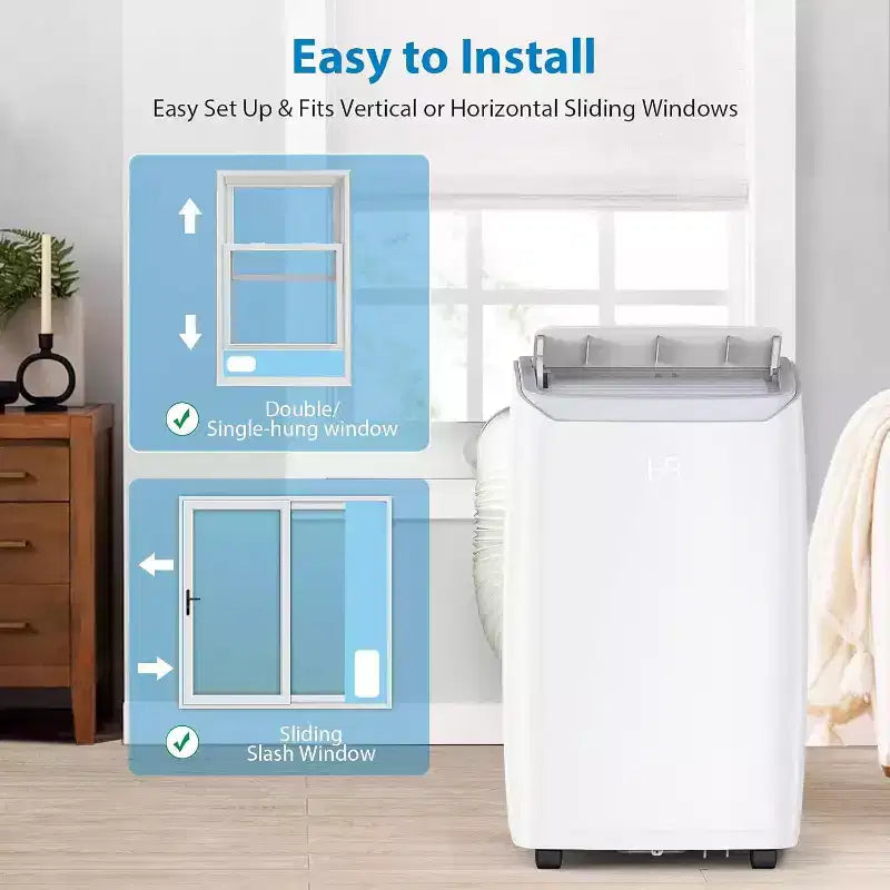 Aire acondicionado portátil 3 en 1 de 14.000 BTU con kit para ventana, enfría hasta 70 m², deshumidificador de 35,5 litros