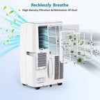 Aire acondicionado portátil 3 en 1 de 14.000 BTU con kit para ventana, enfría hasta 70 m², deshumidificador de 35,5 litros