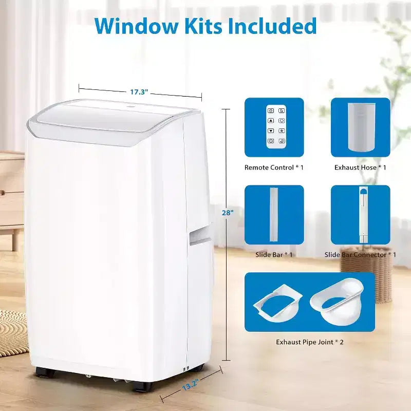 Aire acondicionado portátil 3 en 1 de 14.000 BTU con kit para ventana, enfría hasta 70 m², deshumidificador de 35,5 litros