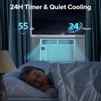 Acondicionador de aire pequeño de ventana ZAFRO de 6,000 BTU, enfría hasta 23 metros cuadrados con ultra silencioso, tamaño compacto, filtro lavable, control remoto
