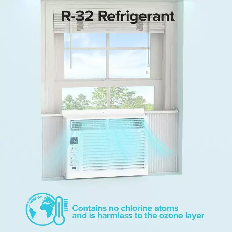 Acondicionador de aire pequeño de ventana ZAFRO de 6,000 BTU, enfría hasta 23 metros cuadrados con ultra silencioso, tamaño compacto, filtro lavable, control remoto