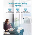 ZAFRO 8,000 BTU Window Air Conditioner Cools up to 350 Sq. ft, Ultra Quiet Window AC Unit with Remote Control