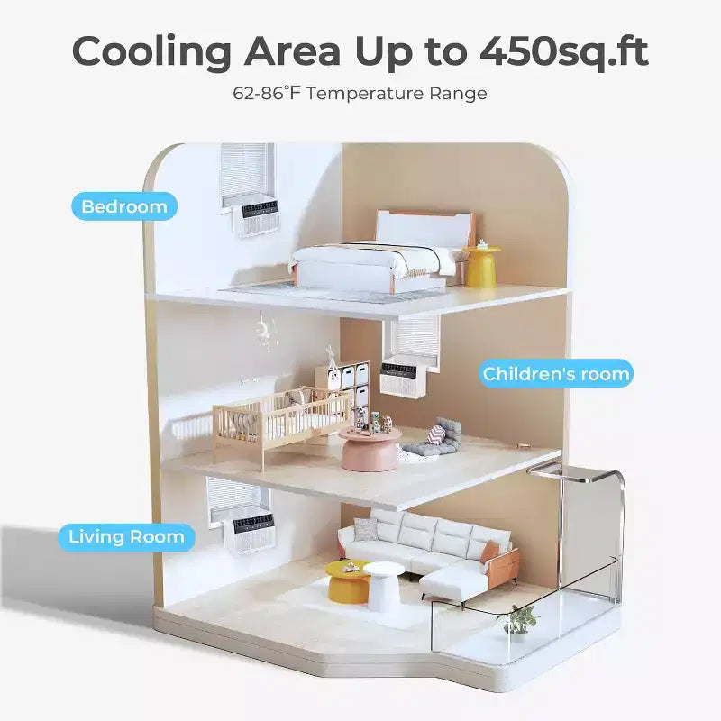 ZAFRO 12,000 BTU Window Air Conditioners Cools up to 550 Sq. Ft, U-Shaped Air Condtioner Window Unit with 6 Modes 24H Timer,