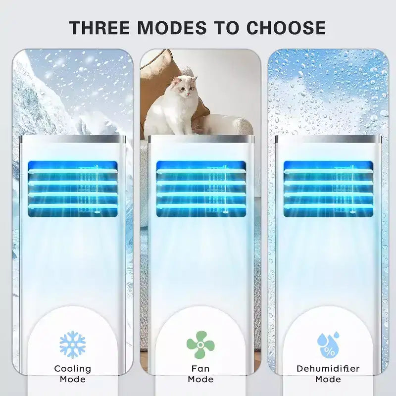 ZAFRO Mando a distancia y kit de ventana, unidad de aire acondicionado 3 en 1 con deshumidificador incorporado, modo ventilador, aire acondicionado portátil, blanco (8.000 BTU)