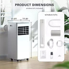ZAFRO Mando a distancia y kit de ventana, unidad de aire acondicionado 3 en 1 con deshumidificador incorporado, modo ventilador, aire acondicionado portátil, blanco (8.000 BTU)