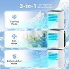 Aire acondicionado portátil ZAFRO, 8000 BTU, 3 modos y velocidades con control remoto, temporizador de 24 horas para dormitorio/oficina, blanco