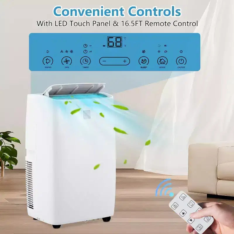 Aire acondicionado portátil de 14000 BTU para habitaciones de hasta 70 m², unidad de aire acondicionado 3 en 1 con modo ventilador, deshumidificador y calefactor