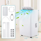 Aire acondicionado portátil de 14000 BTU para habitaciones de hasta 70 m², unidad de aire acondicionado 3 en 1 con modo ventilador, deshumidificador y calefactor