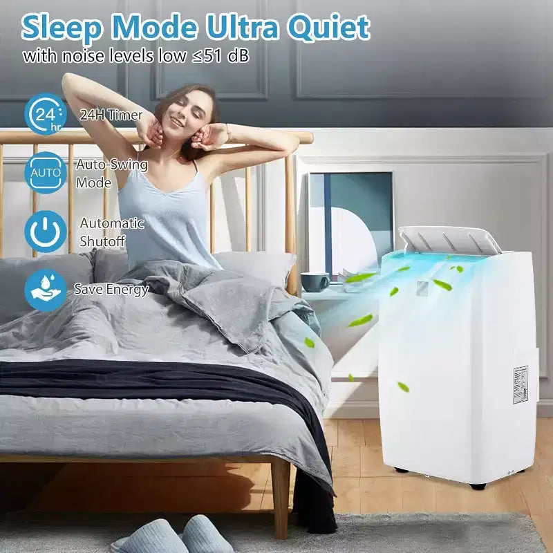 Aire acondicionado portátil de 14000 BTU para habitaciones de hasta 70 m², unidad de aire acondicionado 3 en 1 con modo ventilador, deshumidificador y calefactor