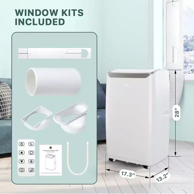 12,000 BTU Portable Air Conditioner for Rooms Up to 550 Sq.Ft, 3-in-1 AC/Dehumidifier/Fan