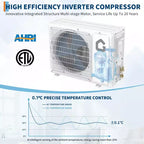 24000 BTU Wifi Mini Split AC, 19 SEER2 208-230V Inverter Ductless Wall AC w/WiFi & Alexa Compatible