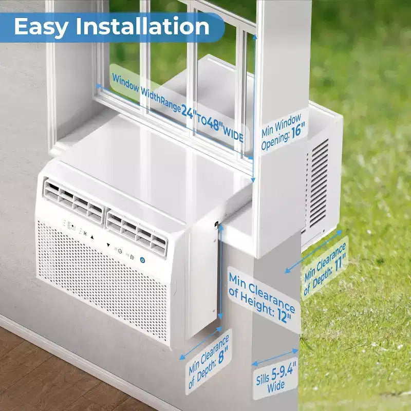 ZAFRO 12,000 BTU U-Shaped Air Conditioner Window Unit Cools up to 550 Sq.ft, Ultra Quiet Window Air Conditioner with Full Window View