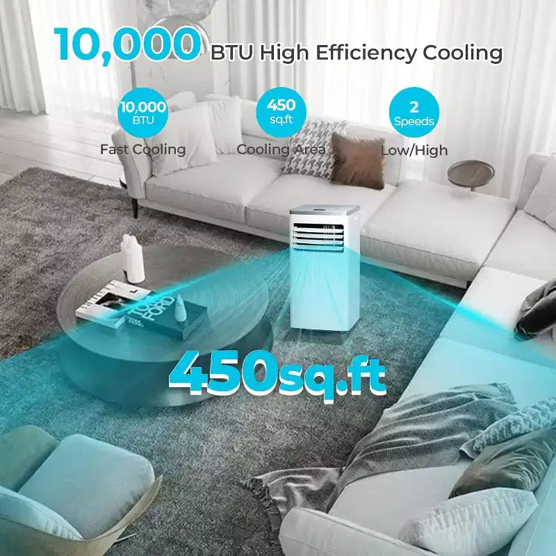 ZAFRO Portable Air Conditioner,AC Unit for Bedroom Room Garage RV, 24H Timer/Remote Control/2 Speeds/LED Display