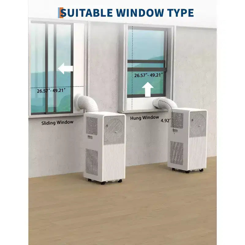 12,000 BTU Drainage-free Portable Air Conditioner for Indoor Rooms, 3-In-1 AC Unit for Bedroom 190-250 Sq.Ft