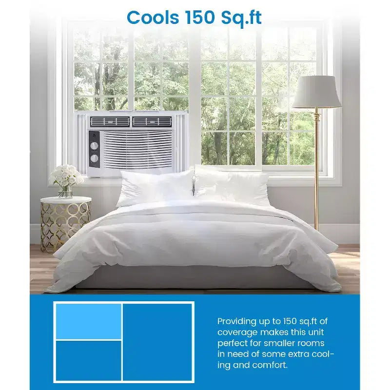 5000 Btu Air Conditioner Window Unit, Fast Cooling to 150 Sq.Ft. Window Ac Unit With Easy-to-Use Mechanical Controls