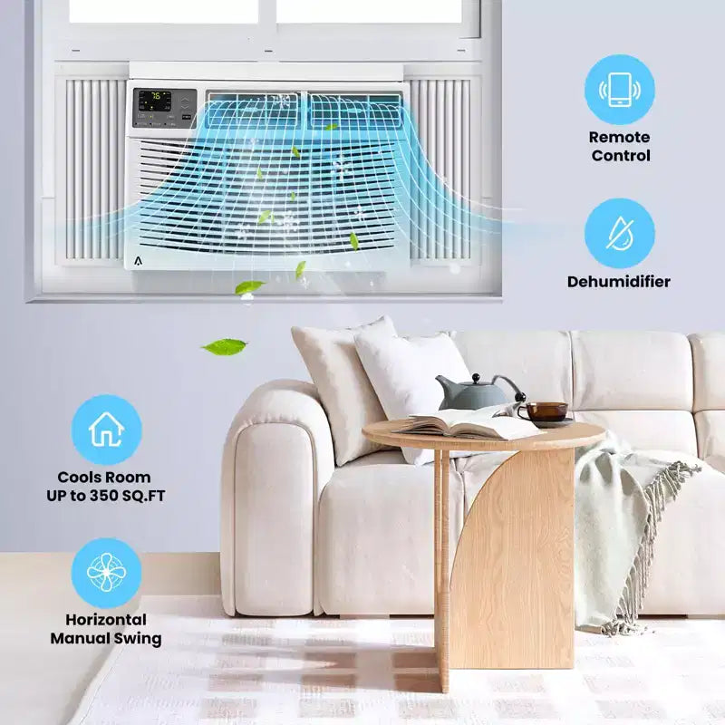 8000 BTU Window Air Conditioner, Ultra Quiet Air Conditioner Window Unit for Rooms Up to 350 Sq. Ft