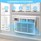 8000 BTU Window Air Conditioner, Ultra Quiet Air Conditioner Window Unit for Rooms Up to 350 Sq. Ft