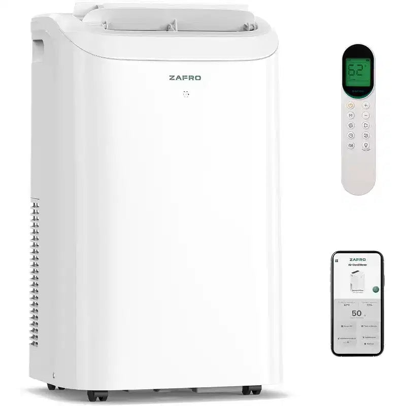 ZAFRO Portable Air Conditioners with WiFi, 44dB Ultra-Quiet, R32 Eco-Friendly,Fast Cooling in 30s, No Drainage Needed